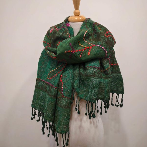 Boil wool Dori work embroidery stoles 68x190 cms